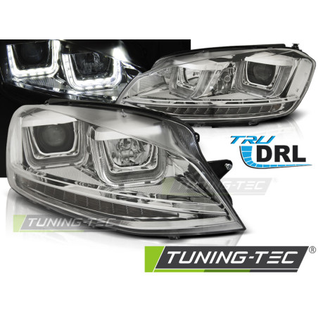 Fari Anteriori Luci Diurne DRL LED Cromato per Volkswagen Golf 7 11/2012-2017 (Cod. TT-LPVWP0)