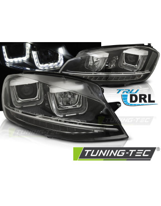 Fari Anteriori Luci Diurne DRL LED Nero per Volkswagen Golf 7 11/2012-2017 (Cod. TT-LPVWP1)