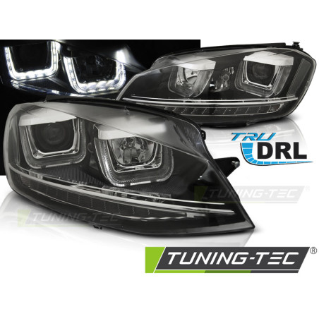 Fari Anteriori Luci Diurne DRL LED Nero per Volkswagen Golf 7 11/2012-2017 (Cod. TT-LPVWP1)