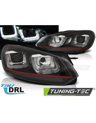 Fari Anteriori Luci Diurne DRL LED Nero per Volkswagen Golf 6 2008-2012 (Cod. TT-LPVWP5)