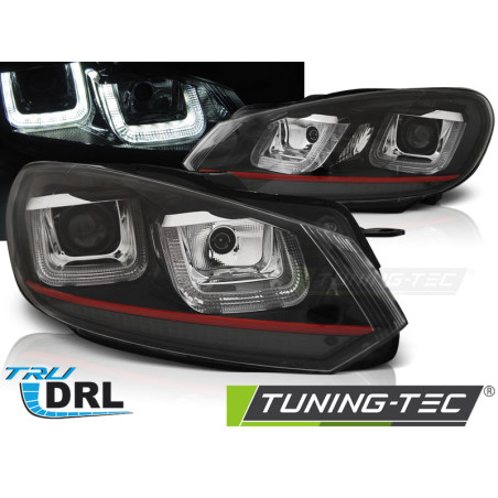 Fari Anteriori Luci Diurne DRL LED Nero per Volkswagen Golf 6 2008-2012 (Cod. TT-LPVWP5)