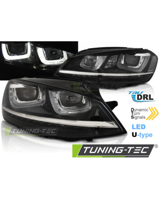 Fari Anteriori Luci Diurne DRL LED Nero per Volkswagen Golf 7 11/2012-2017 (Cod. TT-LPVWP6)