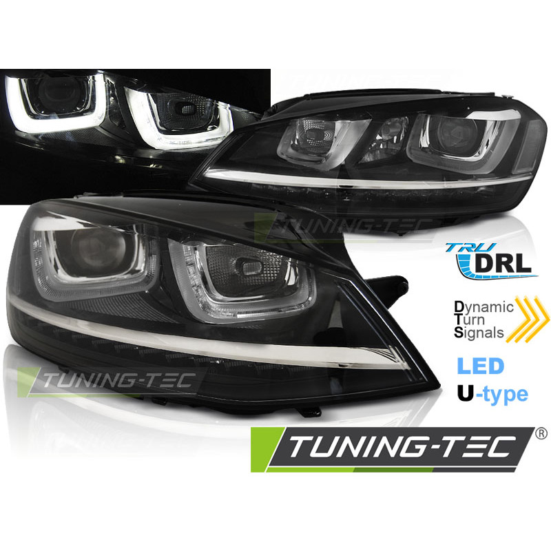 Fari Anteriori Luci Diurne DRL LED Nero per Volkswagen Golf 7 11/2012-2017 (Cod. TT-LPVWP6)