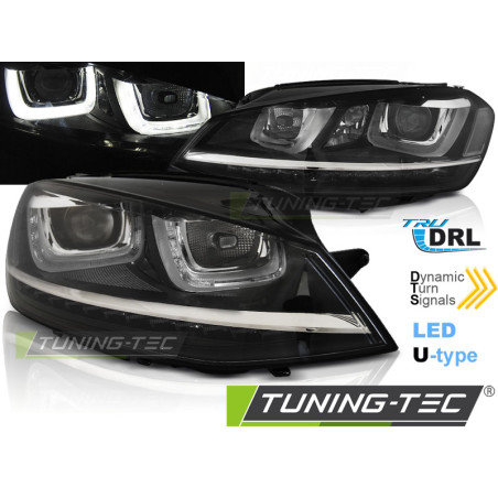Fari Anteriori Luci Diurne DRL LED Nero per Volkswagen Golf 7 11/2012-2017 (Cod. TT-LPVWP6)