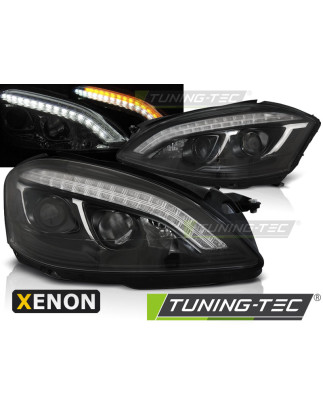 Fari Anteriori Luci Diurne Nero per Mercedes-Benz W221 2005-2009 (Cod. TT-LPMEB3)