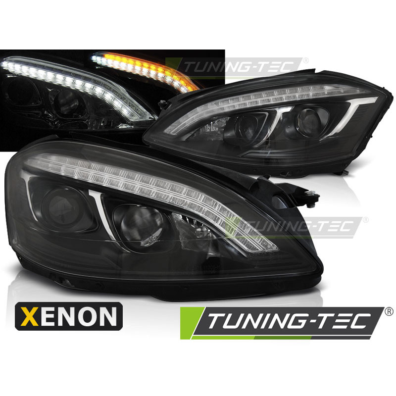 Fari Anteriori Luci Diurne Nero per Mercedes-Benz W221 2005-2009 (Cod. TT-LPMEB3)