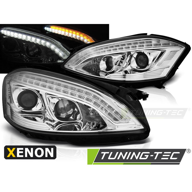 Fari Anteriori Luci Diurne Cromato per Mercedes-Benz W221 2005-2009 (Cod. TT-LPMEB2)