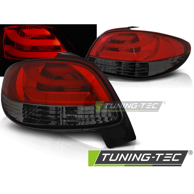 Fanali Posteriori LED Rosso Fumé per Peugeot 206 Dal 10/1998 (Cod. TT-LDPE21)