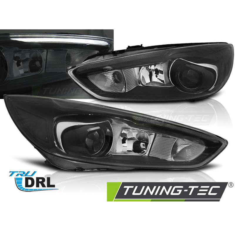 Fari Anteriori con Luci Diurne Luci Diurne DRL LED Nero per Ford Focus Mk3 OEM 2014-2018 (Cod. TT-LP