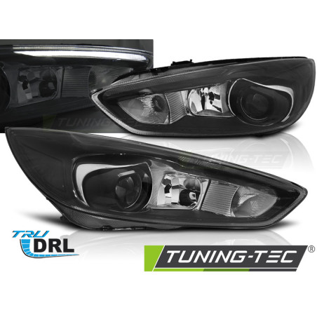 Fari Anteriori con Luci Diurne Luci Diurne DRL LED Nero per Ford Focus Mk3 OEM 2014-2018 (Cod. TT-LP