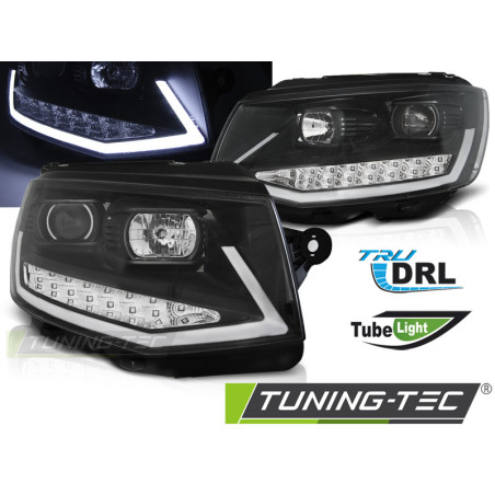 Fari Anteriori Luci Diurne DRL Cromato Nero per Volkswagen Transporter T6 2015-2019 (Cod. TT-LPVWR0)