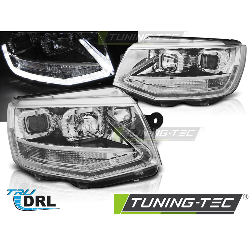 Fari Anteriori Luci Diurne DRL Cromato per Volkswagen Transporter T6 2015-2019 (Cod. TT-LPVWP7)