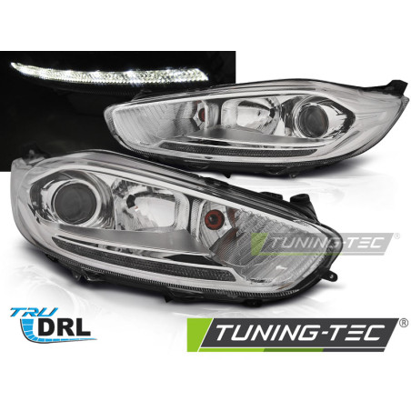 Fari Anteriori con Luci Diurne Luci Diurne DRL LED Cromato per Ford Fiesta Mk7 2013-2016 (Cod. TT-LP