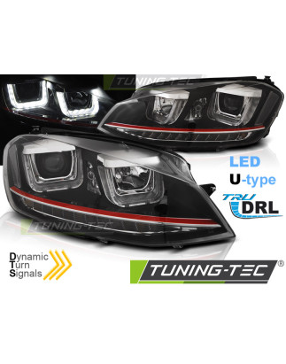 Fari Anteriori Luci Diurne DRL LED Nero per Volkswagen Golf 7 11/2012-2017 (Cod. TT-LPVWR2)