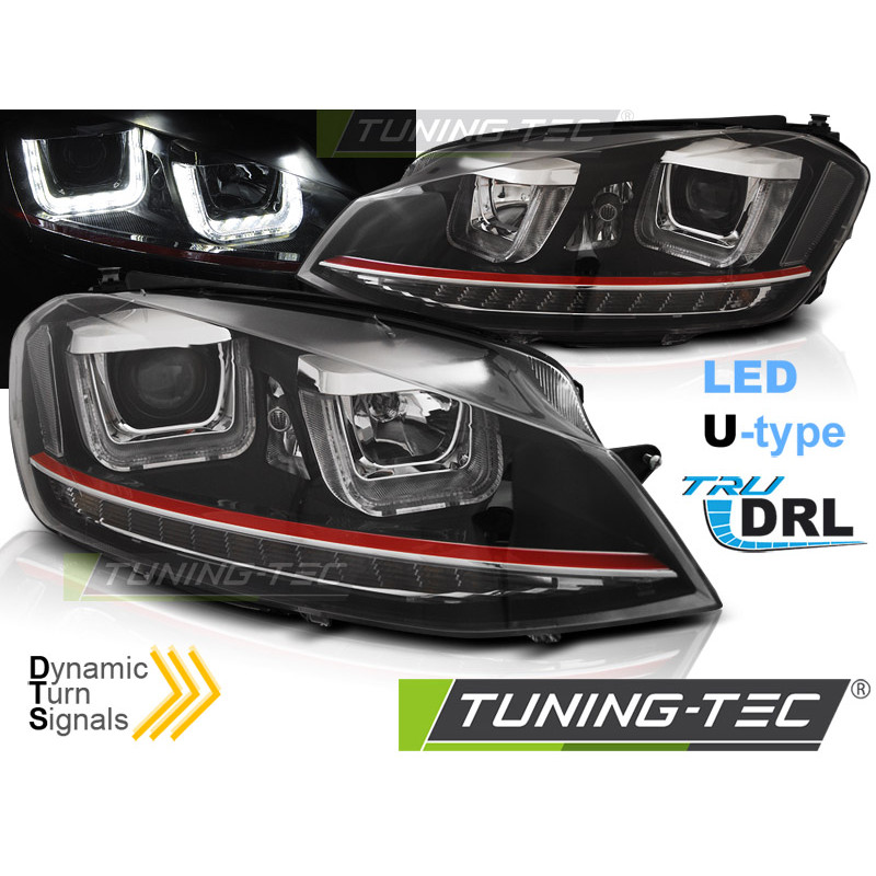 Fari Anteriori Luci Diurne DRL LED Nero per Volkswagen Golf 7 11/2012-2017 (Cod. TT-LPVWR2)