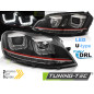 Fari Anteriori Luci Diurne DRL LED Nero per Volkswagen Golf 7 11/2012-2017 (Cod. TT-LPVWR2)