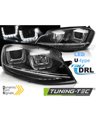 Fari Anteriori Luci Diurne DRL LED Nero per Volkswagen Golf 7 11/2012-2017 (Cod. TT-LPVWR1)