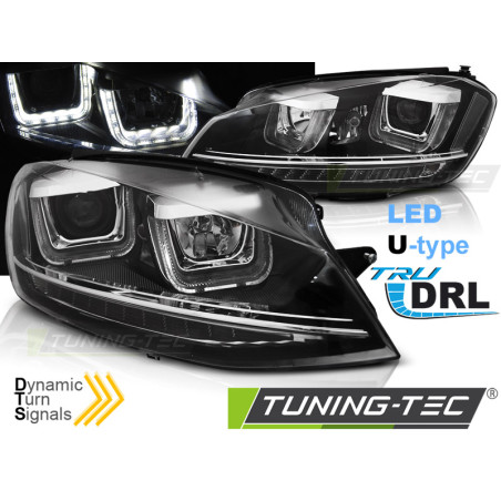 Fari Anteriori Luci Diurne DRL LED Nero per Volkswagen Golf 7 11/2012-2017 (Cod. TT-LPVWR1)