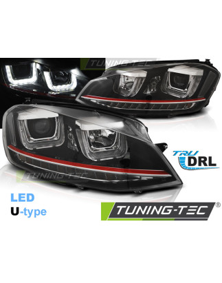 Fari Anteriori Luci Diurne DRL LED Nero per Volkswagen Golf 7 11/2012-2017 (Cod. TT-LPVWP2)