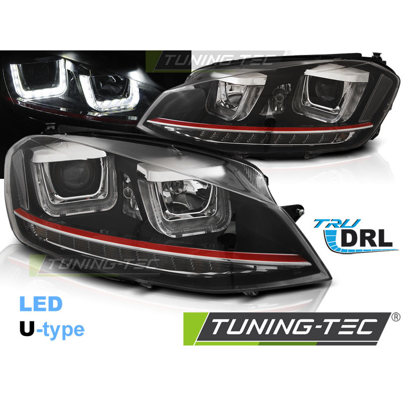 Fari Anteriori Luci Diurne DRL LED Nero per Volkswagen Golf 7 11/2012-2017 (Cod. TT-LPVWP2)