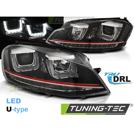 Fari Anteriori Luci Diurne DRL LED Nero per Volkswagen Golf 7 11/2012-2017 (Cod. TT-LPVWP2)