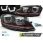 Fari Anteriori Luci Diurne DRL LED Nero per Volkswagen Golf 7 11/2012-2017 (Cod. TT-LPVWP2)