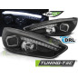Fari Anteriori con Luci Diurne Luci Diurne DRL LED Nero per Ford Focus Mk3 2015-2018 (Cod. TT-LPFO79