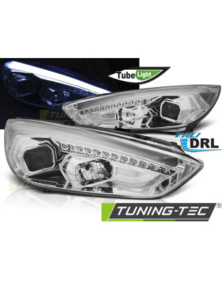 Fari Anteriori con Luci Diurne Luci Diurne DRL LED Cromato per Ford Focus Mk3 2015-2018 (Cod. TT-LPF