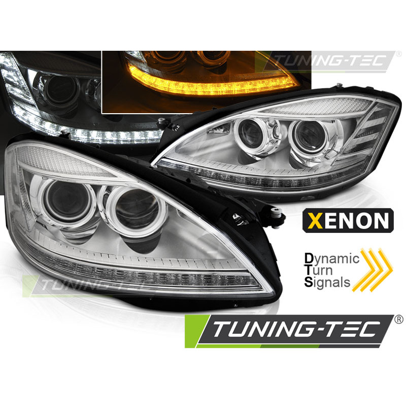 Fari Anteriori Luci Diurne Cromato per Mercedes-Benz W221 2005-2009 (Cod. TT-LPMEC5)