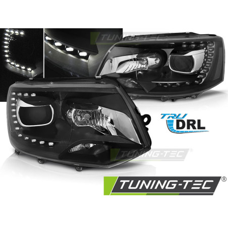 Fari Anteriori Luci Diurne DRL Nero per Volkswagen T5 2010-2015 (Cod. TT-LPVW49)