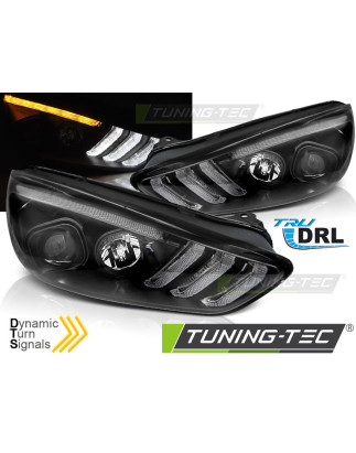 Fari Anteriori con Luci Diurne Luci Diurne DRL LED Nero per Ford Focus Mk3 Seq Indicaor 2015-2018 (C