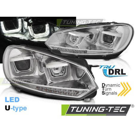 Fari Anteriori Luci Diurne DRL LED Cromato per Volkswagen Golf 6 2008-2012 (Cod. TT-LPVWR4)