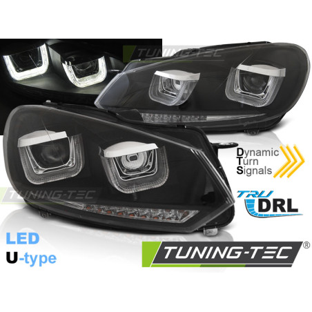 Fari Anteriori Luci Diurne DRL LED Nero per Volkswagen Golf 6 2008-2012 (Cod. TT-LPVWR5)
