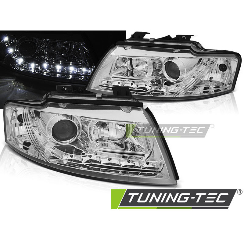Fari Anteriori Luci Diurne Cromato per Audi A4 B6 2002-2006 (Cod. TT-LPAUF3)