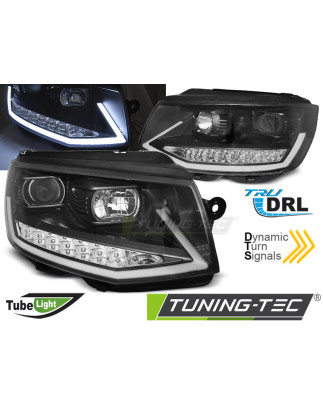 Fari Anteriori Luci Diurne DRL Cromato Nero per Volkswagen Transporter T6 2015-2019 (Cod. TT-LPVWR9)