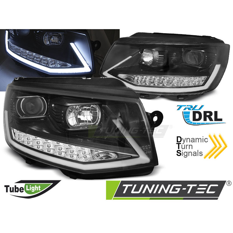 Fari Anteriori Luci Diurne DRL Cromato Nero per Volkswagen Transporter T6 2015-2019 (Cod. TT-LPVWR9)