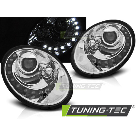 Fari Anteriori Luci Diurne Cromato per Volkswagen New Beetle 2006-2012 (Cod. TT-LPVWS1)