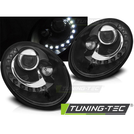 Fari Anteriori Luci Diurne Nero per Volkswagen New Beetle 2006-2012 (Cod. TT-LPVWS2)