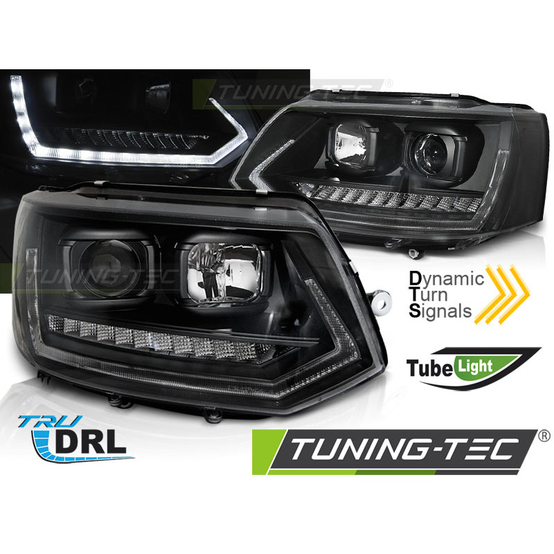 Fari Anteriori Luci Diurne DRL Nero per Volkswagen T5 2010-2015 (Cod. TT-LPVWS6)