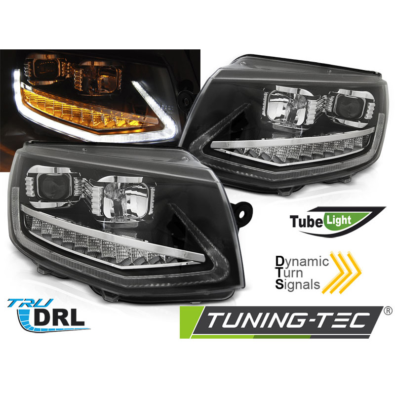 Fari Anteriori Luci Diurne DRL Nero per Volkswagen Transporter T6 2015-2019 (Cod. TT-LPVWS8)