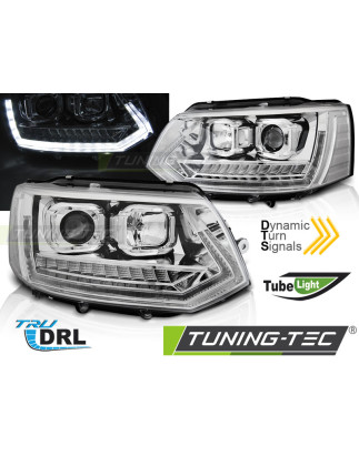Fari Anteriori Luci Diurne DRL Cromato per Volkswagen T5 2010-2015 (Cod. TT-LPVWS5)