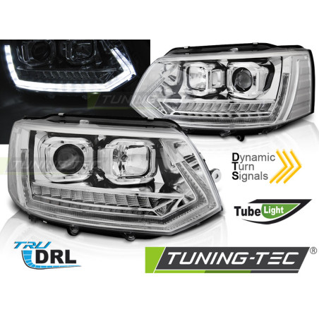 Fari Anteriori Luci Diurne DRL Cromato per Volkswagen T5 2010-2015 (Cod. TT-LPVWS5)