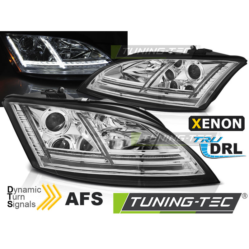 Fari Anteriori Luci Diurne DRL LED Cromato per Audi Tt 8J With Afs 2006-2010 (Cod. TT-LPAUE9)