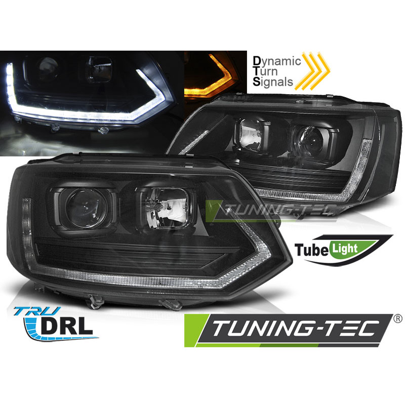 Fari Anteriori Luci Diurne DRL Nero per Volkswagen T5 2010-2015 (Cod. TT-LPVWT2)