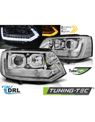 Fari Anteriori Luci Diurne DRL Cromato per Volkswagen T5 2010-2015 (Cod. TT-LPVWT1)