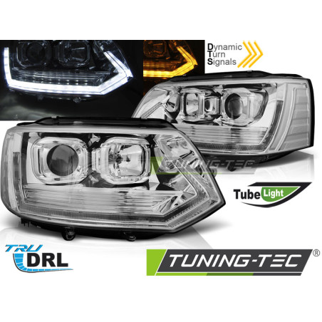 Fari Anteriori Luci Diurne DRL Cromato per Volkswagen T5 2010-2015 (Cod. TT-LPVWT1)