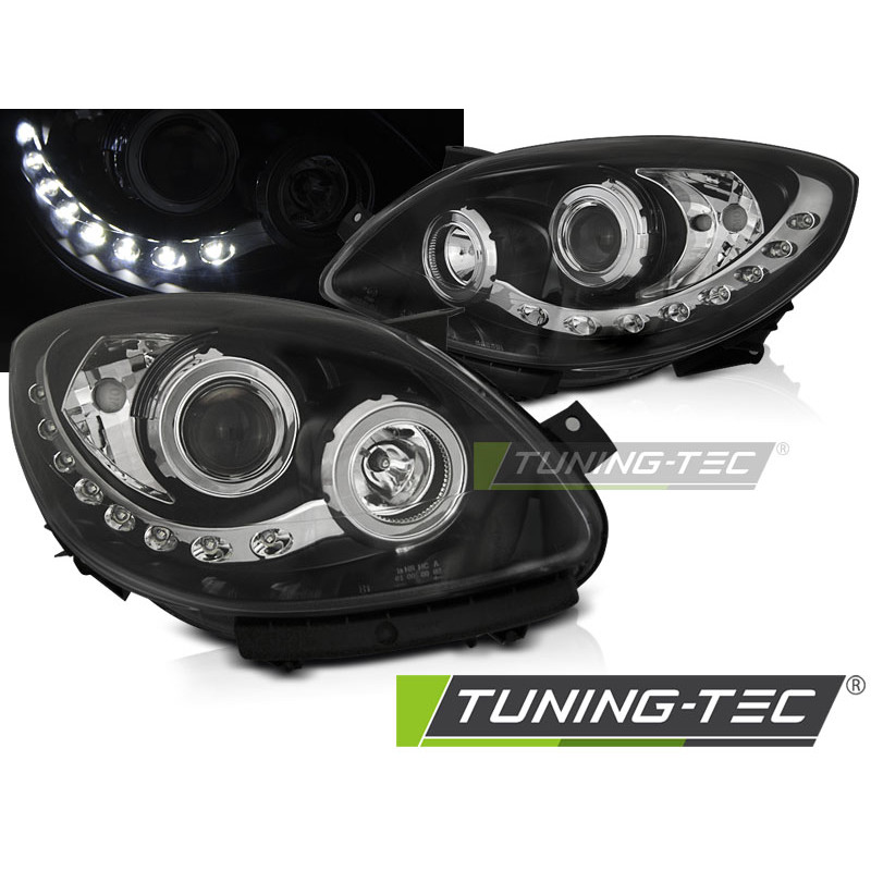 Fari Anteriori con Luci Diurne Luci Diurne Nero per Renault Twingo 2007-2011 (Cod. TT-LPRE36)