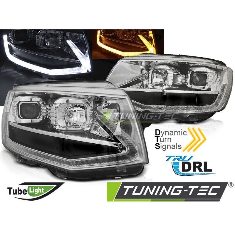 Fari Anteriori Luci Diurne DRL Cromato per Volkswagen Transporter T6 2015-2019 (Cod. TT-LPVWT3)