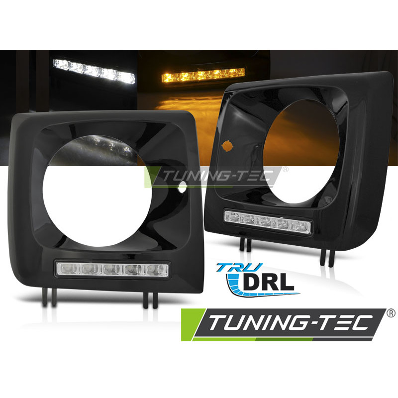 Fari Anteriori Luci Diurne DRL LED Nero per Mercedes-Benz W461 W463 2001-2012 (Cod. TT-LPMED4)