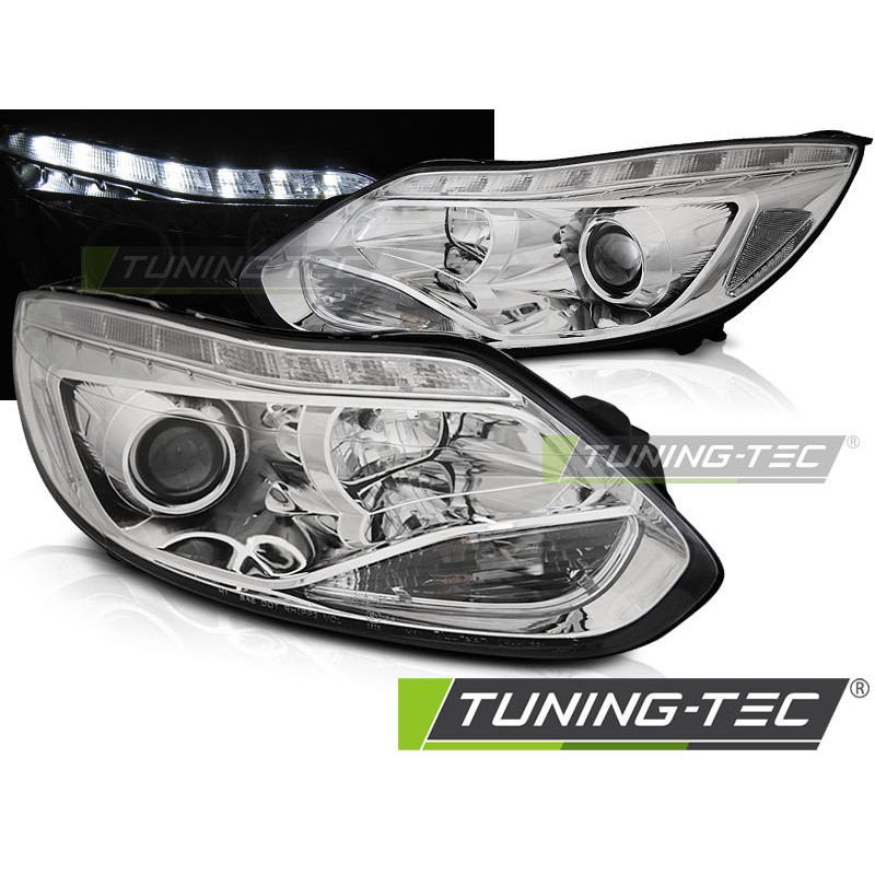 Fanali Posteriori LED Cromato per Ford Focus Mk3 2011-10/2014 (Cod. TT-LPFO91)